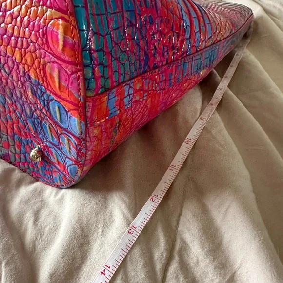 Rare Brahmin Ezra Croc Embossed Leather Tote in Rainbow Fish - Picture 6 of 11